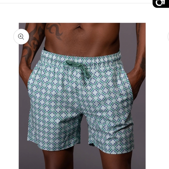 NWT IKE BEHAR Men's Spa Green Patterned Swim Shorts And Shirt Sizes XL & XXL - Picture 2 of 7